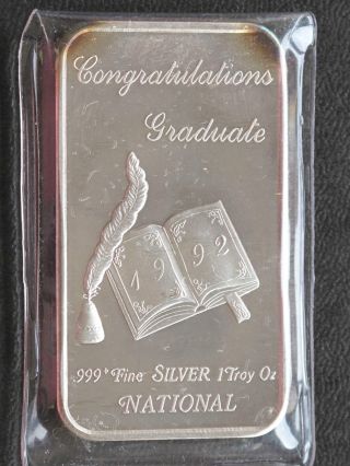 1992 Congratulations Graduate Silver Art Bar National C4762 photo