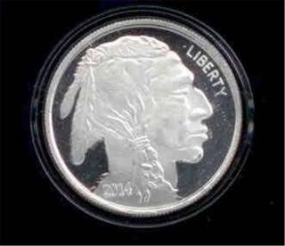 Silver Round Buffalo Indian 2014 Chief Nickel Bison Gift Box Art @ R_and_l photo