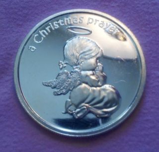 1 Troy Ounce Of.  999 Silver 2009 Christmas: A Little Girl Angel In Prayer photo
