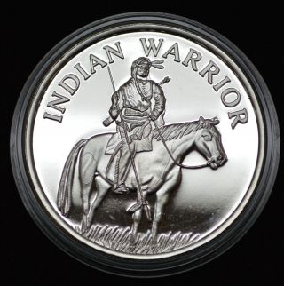 Indian Warrior On A Horse 1oz.  999 Fine Silver Round - - Engravable Back Side - - photo