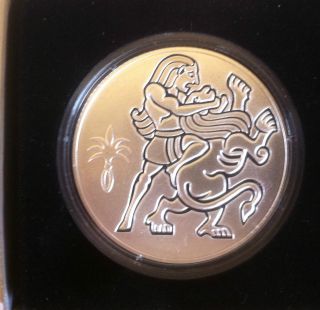 Israel 2 Nis 2009 Sampson And The Lion Proof Silver Coin Biblical Art Holy Land photo