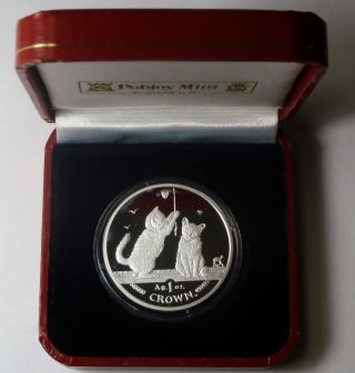 Isle Of Man Somali Kittens 2001 Crown Cat 1 Oz.  999 Silver Proof Coin Pobjoy photo