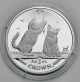 Isle Of Man Somali Kittens 2001 Crown Cat 1 Oz.  999 Silver Proof Coin Pobjoy Silver photo 1
