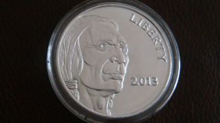 1 Ounce Of.  999 Fine Silver Round 2013 Indian Head And Buffalo Design photo