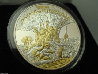 Walt Disney ' S Animal Kingdom Inauguration 98 - 1 Oz.  999 Silver Coin Two Tone photo