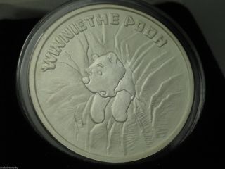 Winnie The Pooh Stuck In A Tree Matte Finish Silver Coin 1oz.  999 & Disney Box photo