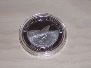 Old National Fishing Grand Slam 1 Troy Ounce.  999 Fine Silver Coin. .  Brook Trout photo
