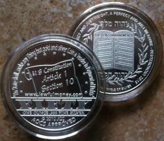 1oz. .  999 Fine Silver 10 Commandments Lawful Money Coin Bullion Round Medallion photo