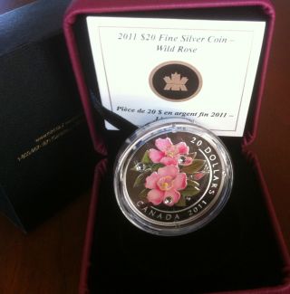2011 Canada Love Wild Rose&crystals 1oz.  Fine Silver Coin Wedding/valentine Gift photo