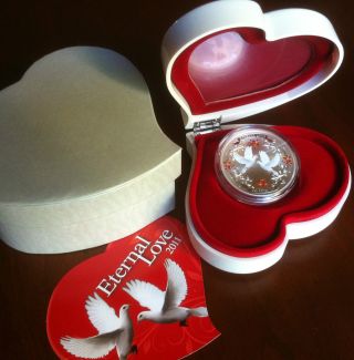 1oz.  Silver Coin Eternal Love W/white Doves Wedding Anniversary Mother Day Gift photo
