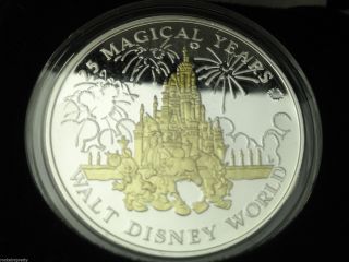 Walt Disney World – 25 Magical Years 1oz.  999 Fine Pure Silver Coin - Two Tone photo