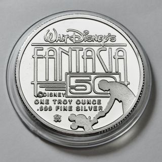 Disney Fantasia Ostrich Dance Mickey 1 Troy Oz.  999 Fine Silver Coin Rarities photo