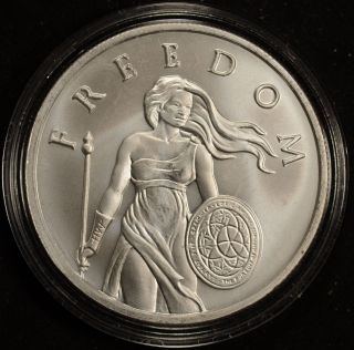 Solid Silver Round 1 Oz Standing Freedom Liberty Girl Bullet Shield.  999 Fine Bu photo
