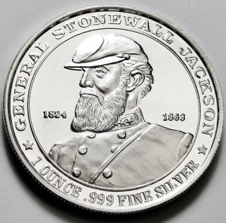 General Stonewall Jackson 1 Troy Oz.  999 Fine Silver Coin (1824 - 1863) photo