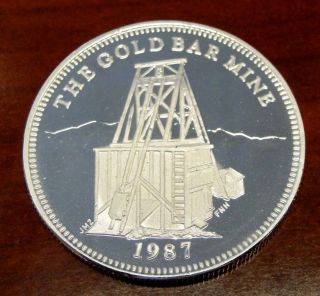 Extremely Rare 1987 The Gold Bar Mine 1 Oz.  999 Fine Silver Vintage Round/coin photo