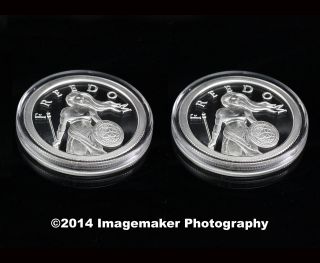 Two (2) 1oz 2014 Standing Freedom Proofs 1 With Ssg Reverse And 1 With Sbss photo