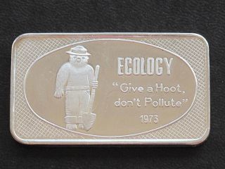 1973 Ecolog Give A Hoot Don ' T Pollute Silver Art Bar Switzerland C4349 photo