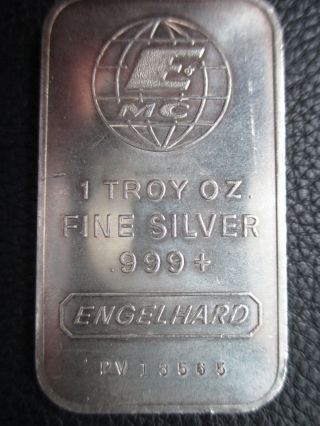 1 Oz Engelhard Silver Bar.  999 Fine photo