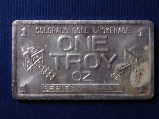 Colorado Gold Brokerage,  1986 1 Troy Oz.  999 Fine Silver Art Bar photo