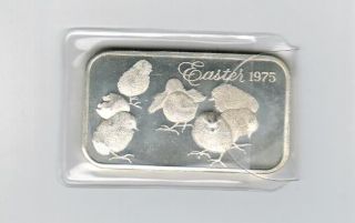 . 999 Silver Art Bar - Vintage Ingot 1 Oz - 1975 Easter,  Baby Chicks photo