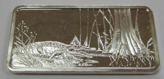1974 America The 1 Oz.  999 Fine Silver Art Bar Mystical Everglades photo