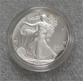 1987 - S Usa 999 Pure Silver Walking Liberty Eagle Coin 1 Troy Oz.  Proof photo