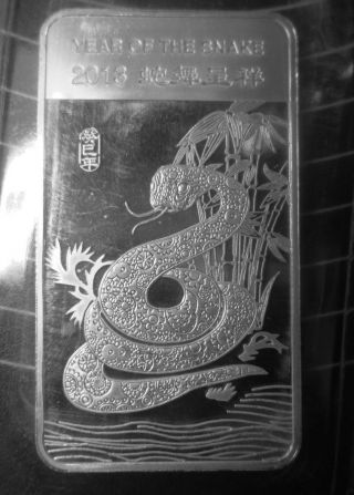 1/2 Oz 2013 Year Of The Snake Silver Bar.  999 Fine - In Plastic photo