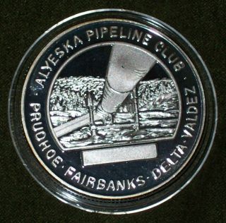 Alaska Pipeline - The Great Land - Medallion.  999 Silver 1 Troy Oz photo