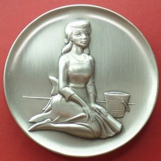 Rare 1974 Kirk Sterling Silver Cinderella Hi Relief Magic Of Disney Medal Coin photo
