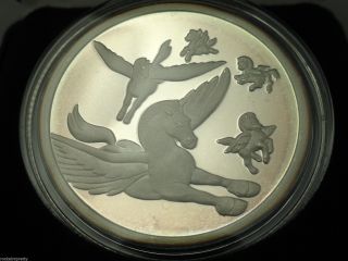 Fantasia Pegasus 50th Anniversary Of Fantasia Disney 1oz.  999 Silver Coin 488 photo