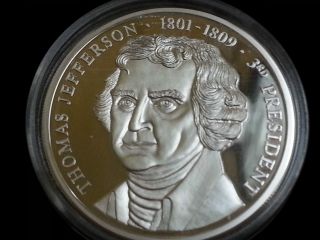 Thomas Jefferson 3rd President.  999 Silver Coin Round Slg216 photo