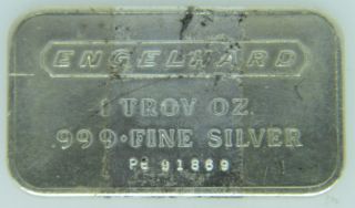 Engelhard - 1 Troy Oz Silver Bar -.  999 Fine Silver - Frosted Design - Pe91869 photo