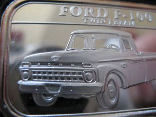 1 Oz.  999 Silver 50 Years 1965 Built Ford Tough F100 Twin Ibeam Pickup Bar+ Gold photo