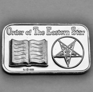 Order Of The Eastern Star 1 Troy Oz.  999 Fine Silver Art Bar Ingot Crown photo
