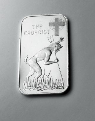 The Exorcist 1 Troy Oz.  999 Fine Silver Art Bar Ingot World Wide photo