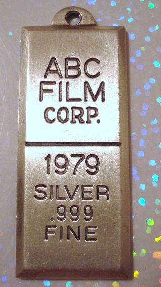 Abc Film Corporation 1979.  999 Silver Bar Ingot Ultra Rare Old & Sharp photo