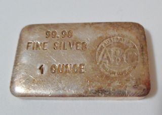 Abc Australian Bullion Company Old Pour 99.  98 Silver Collectable Ingot Rare Bar photo