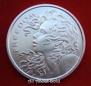 Solid Silver Round 1 Oz Freedom Girl Bullet Shield.  999 Fine Bu Women Empowered photo
