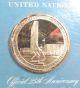 U.  N.  25th Anniversary Franklin Silver Medal - Sharp Looking Medal Silver photo 1