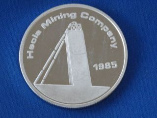 1985 Hecla Mining Company Silver Round.  999 1 Oz B1652 photo