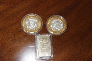 Credit Suisse. . . .  One Ounce.  999 Fine Silver & Whyskey Petes Casino Strike photo