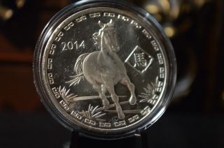 2014 Year Of The Horse.  999 1 Oz Silver Coin Fine Pure Silver 1 Troy Ounce Round photo