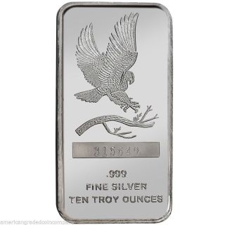 10 Oz. .  999 Silver Bar From Silvertowne. . .  Security Numbered photo