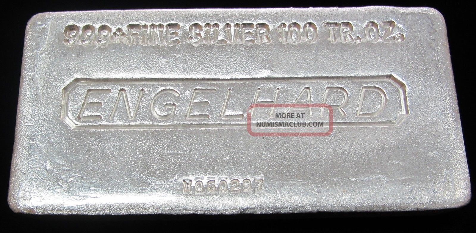 Rare Vintage Old Pour Engelhard 100 Oz. 999+ Fine Silver Bar