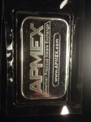American Precious Metals Exchange (apmex) 1troy Ounce.  999 Fine Silver Bar photo