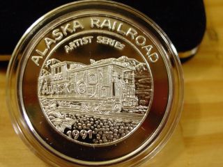 Rare 1991 Alaska Railroad Artist Series Medallion 999 Fine Silver 1 Oz photo