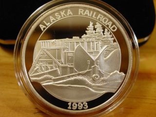 Alaska Proof 1993 Arr Alaska Railroad Medallion 999 Fine Silver 1 Troy Oz photo