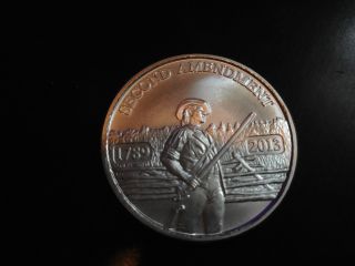 5 - 1 Oz.  999 Silver 2nd Amendment Coin 1789 - 2013 W/minute Man On Front photo
