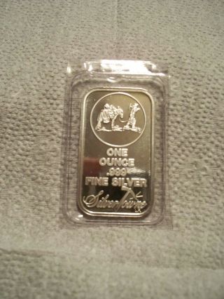 (1) Silver Towne 1 Troy Ounce Bar.  999 Fine.  1 Oz.  Package photo