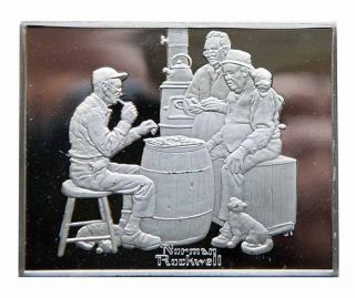 The Checker Game Proof 3.  5 Oz Silver Bar - Norman Rockwell Fondest Memories photo